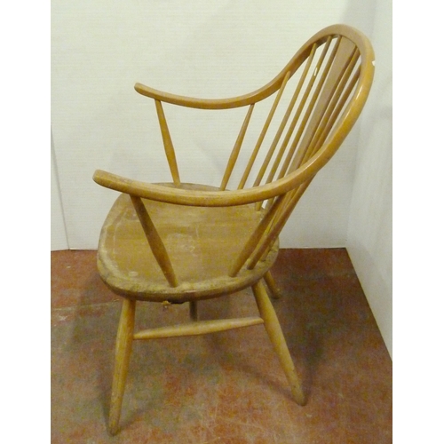531 - Pair of Ercol elm and beech 'Cowhorn' chairs, 85cm high, and a pair of Ercol 'Quaker' chairs, c. 196... 