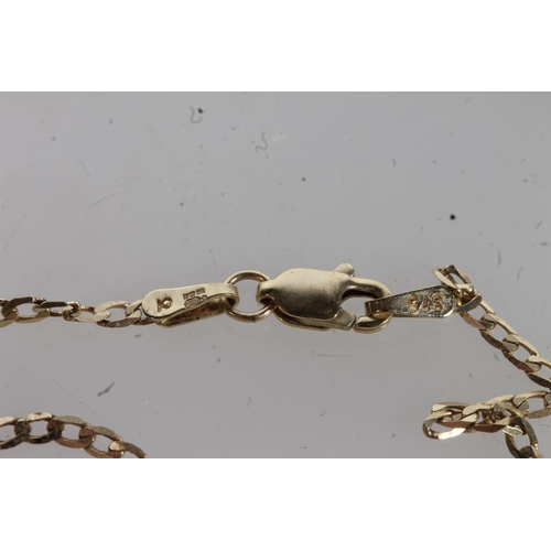 140 - Gold Victorian seed pearl and peridot set pendant on 9ct gold flattened curb link necklace, 5.6g.