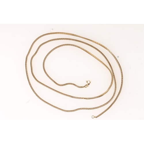 142 - 18ct yellow gold snake chain necklace, 100cm long, 28.4g.