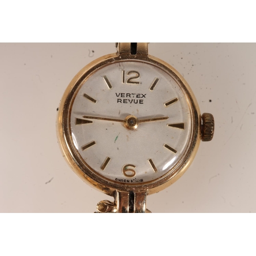 207 - 9ct gold ladies Vertex Revue Swiss wristwatch with baton marker chapter ring and Arabic numerals at ... 