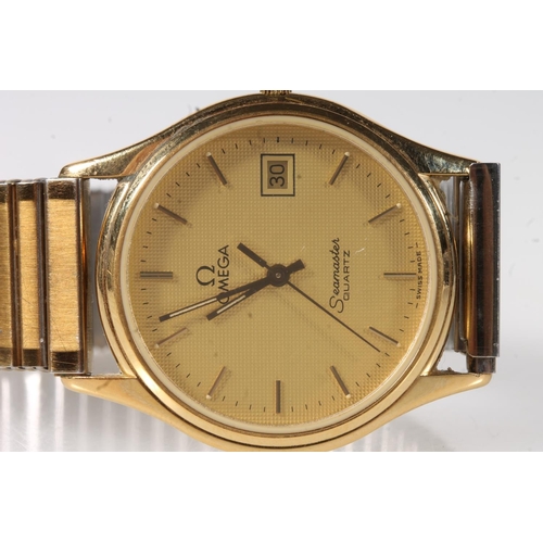 209 - Gents Omega Seamaster quartz wristwatch, the champagne dial with baton markers and date aperture at ... 