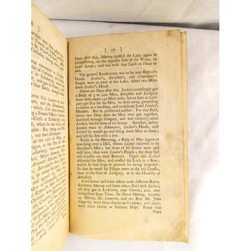 124 - CROMARTY GEORGE, EARL OF.  A Vindication of the Historical Account of the Conspiracies by the Earls ... 