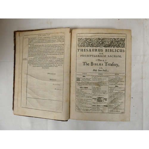 12 - BERNARD RICHARD.  Thesaurus Biblicus Seu Promptuarium Sacrum. Eng. port. frontis. Folio. 1644. Bound... 