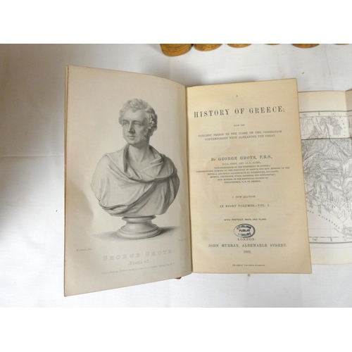 33 - GROTE GEORGE.  A History of Greece. 8 vols. Eng. frontis & fldg. maps. Well worn calf,... 