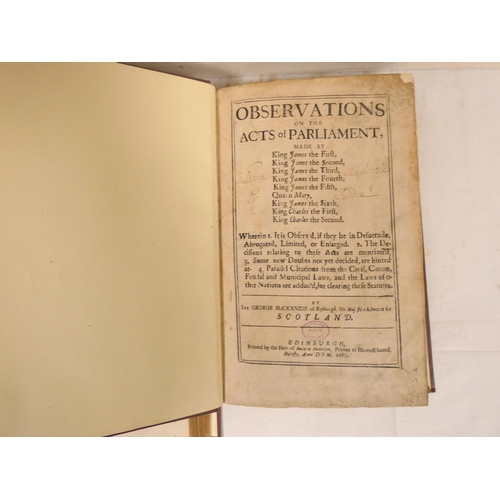 46 - MACKENZIE SIR GEORGE, of Rosehaugh.  Observations on the Acts of Parliament made by King J... 