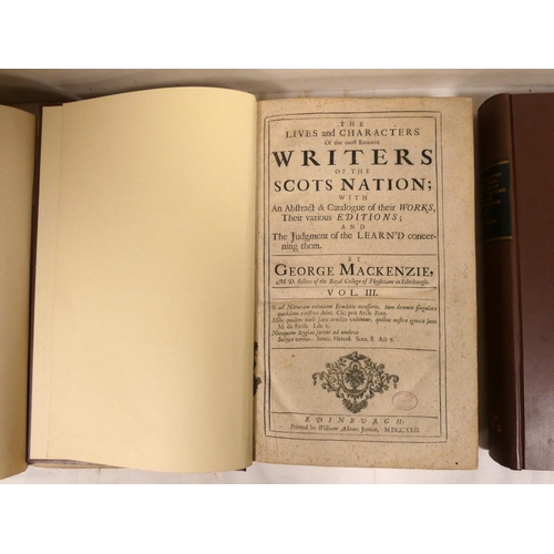 52 - MACKENZIE GEORGE.  The Lives & Characters of the Most Eminent Writers of the Scots Nation With a... 