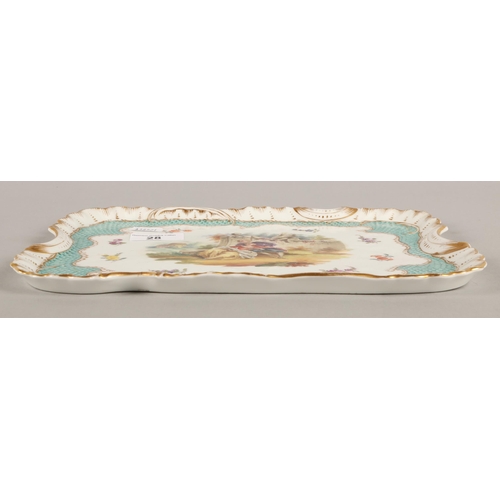 28 - Dresden porcelain tray, 20cms x 28xcms