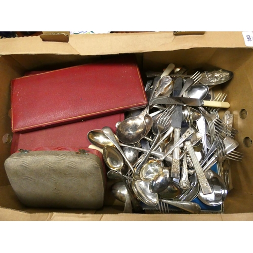 383 - Large box of EPNS cutlery.