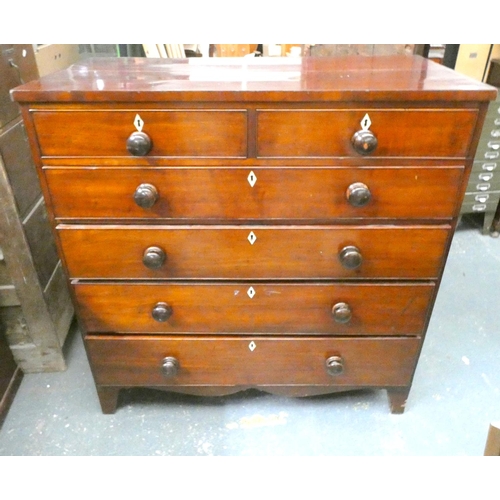 399 - 19th century mahogany chest of two short over four long drawers. 114cm