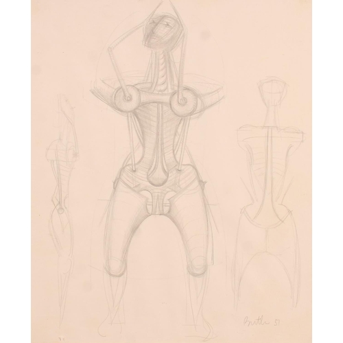 232 - Manner of REG BUTLER ARIBA (British 1913-1981) *ARR* Sculptural Study Pencil drawing, signed and dat... 