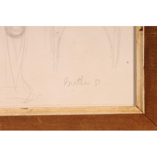 232 - Manner of REG BUTLER ARIBA (British 1913-1981) *ARR* Sculptural Study Pencil drawing, signed and dat... 