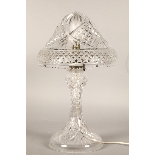 Crystal table lamp and shade.