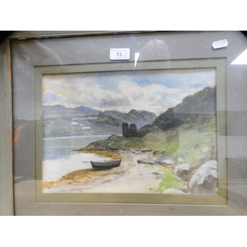 13 - Group of pictures by amateur artists to include a watercolour of a fishing boat, watercolour by Jas ... 