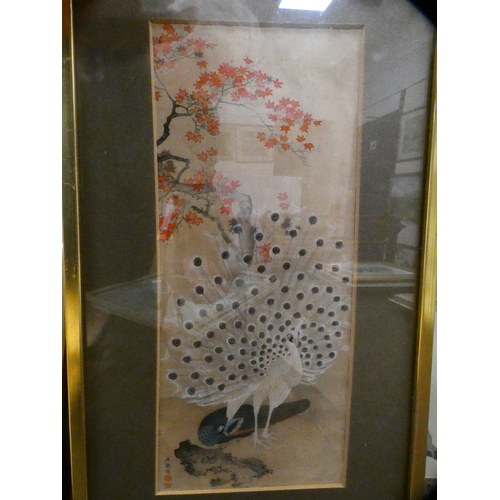 14 - Group of Chinese and Japanese-themed prints to include peacocks, game birds etc., all framed and gla... 