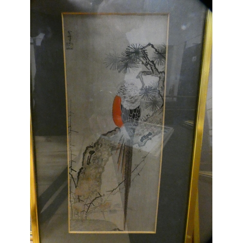 14 - Group of Chinese and Japanese-themed prints to include peacocks, game birds etc., all framed and gla... 