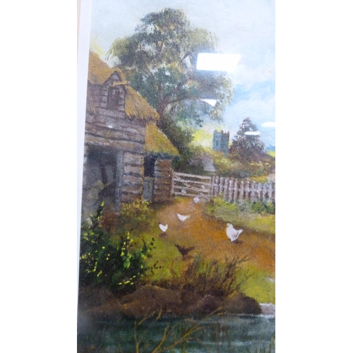 25 - S. Richard WattsFarmyard scene with geese and figuresAcrylic.