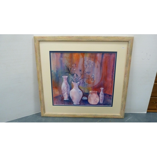 26 - Group of pictures to include a contemporary unframed portrait oil, still life watercolour etc.