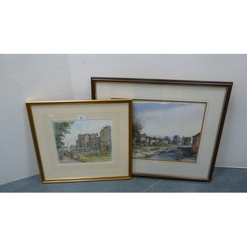 34 - John SibsonThornton Rust, SwaledaleWatercolour, and J Irwin, Town Square.  (2)... 