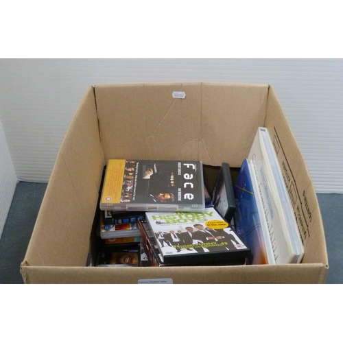 35 - Carton containing DVDs to include Breaking Bad and Harry Potter etc., books on Vancouver etc.