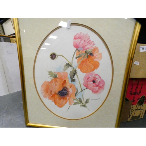 39 - Jack HoustonStill life of flowersSigned and dated '92, watercolour, and a carton containing collecto... 