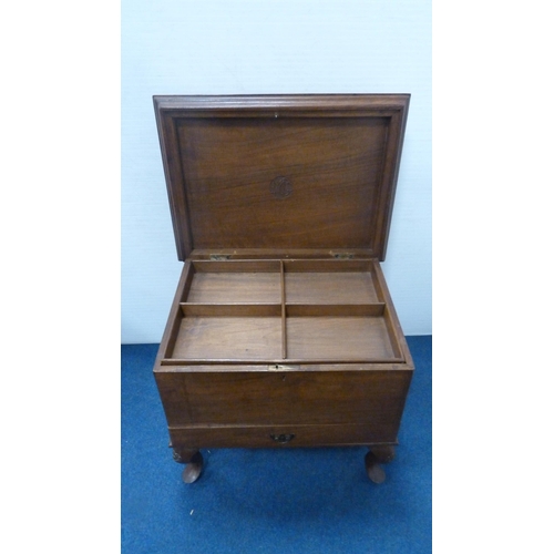 418 - Indian teak work box.