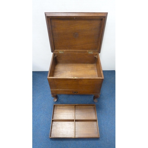 418 - Indian teak work box.