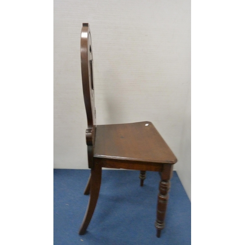 419 - Victorian mahogany spoon-back hall chair.