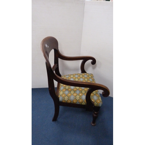 420 - Victorian mahogany carver chair and an Edwardian mahogany nursing chair.  (2)