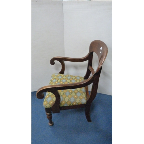 420 - Victorian mahogany carver chair and an Edwardian mahogany nursing chair.  (2)