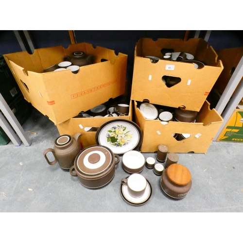 44 - Four cartons containing Hornsea 'Lancaster' pattern tea and dinnerwares, and others, similar.