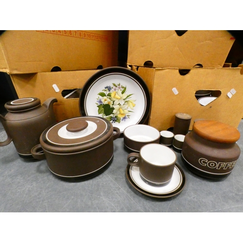 44 - Four cartons containing Hornsea 'Lancaster' pattern tea and dinnerwares, and others, similar.