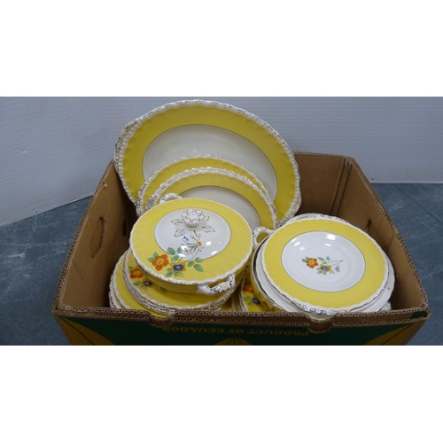 52 - Two cartons containing a collection of Susie Cooper 'Keystone' teawares, Royal Doulton tureens, Midw... 