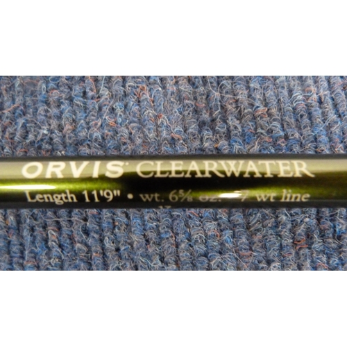 63 - Two-piece Hardy's graphite fishing rod in bag, Orvis Clearwater rod, another Orvis rod, graphite rod... 