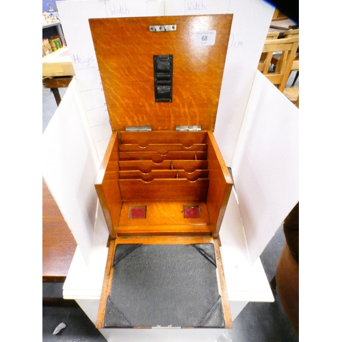 68 - Early 20th century oak desk rack with fall front.