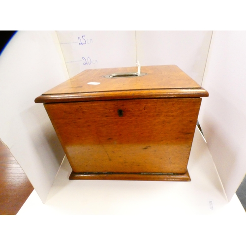 68 - Early 20th century oak desk rack with fall front.