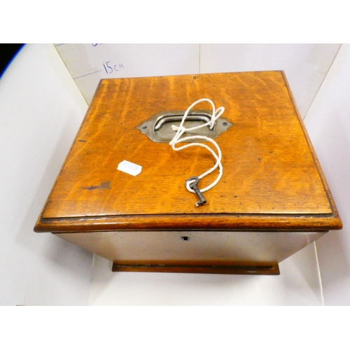 68 - Early 20th century oak desk rack with fall front.