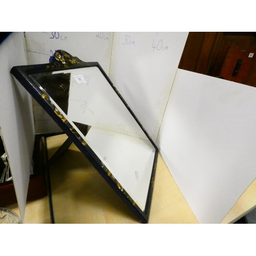 71 - Blue chinoiserie-framed dressing mirror on easel support.