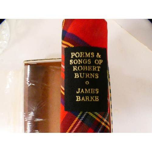 75 - Wall barometer, crystal decanter and stopper, tartan-bound book, 'Poems and Songs of Robert Burns' c... 