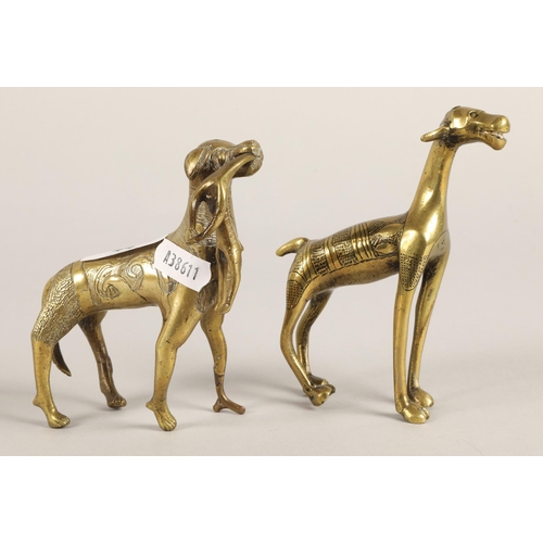 44 - Two brass models of mythical creatures