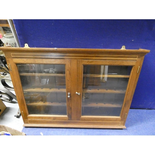 524 - Large glass and oak collectors cabinet.