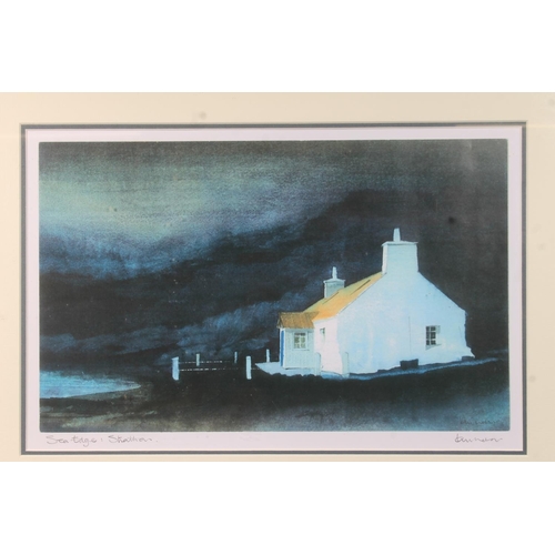 408 - IAN NELSON, Sea Edge Strathan, print, pencil signed lower right, 25cm x 40cm, frame 45cm x 60cm and ... 