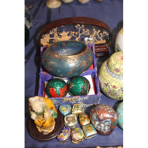 16 - Oriental ceramics to include Chinese famille rose teapot and ginger jars, mud man figure, tea bowl, ... 