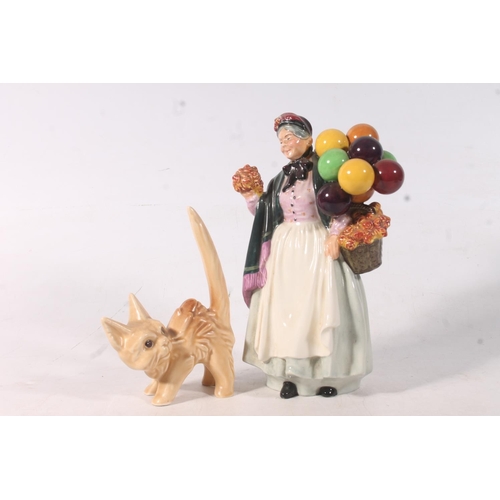 2 - Royal Doulton figurine HN1843 Biddy Penny Farthing, Sylvac cat model #1046 and a ceramic egg plate w... 