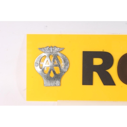 24 - Plastic sign for 'Rosewell' with AA car badge, 80cm long.