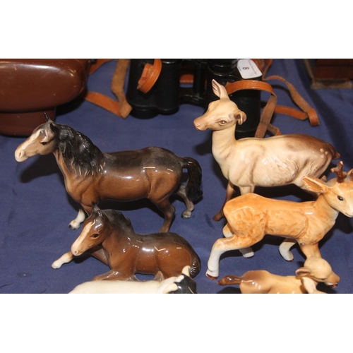 7 - Group of twelve Beswick and Midwinter porcelain animal models to include horse, sheep, deer, pig etc... 