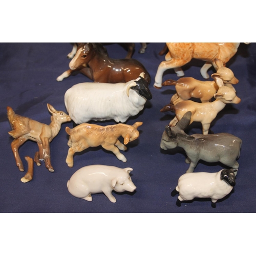 7 - Group of twelve Beswick and Midwinter porcelain animal models to include horse, sheep, deer, pig etc... 