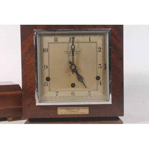 9 - Goldsmiths & Silversmiths Company Ltd mantle clock, a 1950s style mantel clock and a wall barome... 