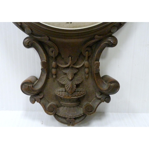 221 - Edward & Sons of Glasgow carved mahogany banjo barometer with thermometer gauge above a signed d... 