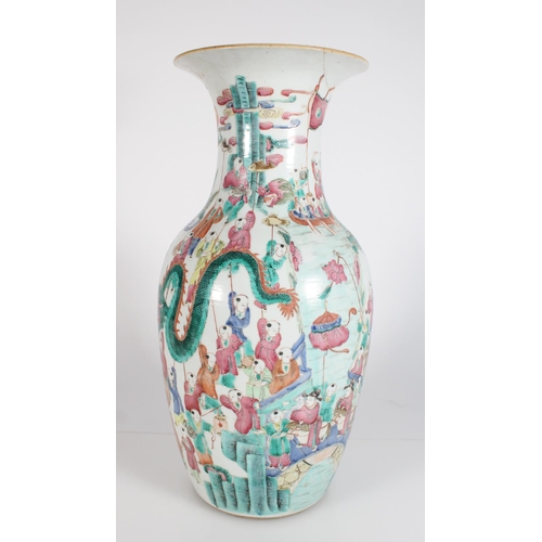 71 - 19th century Canton famille rose vase, 45.5cm high.