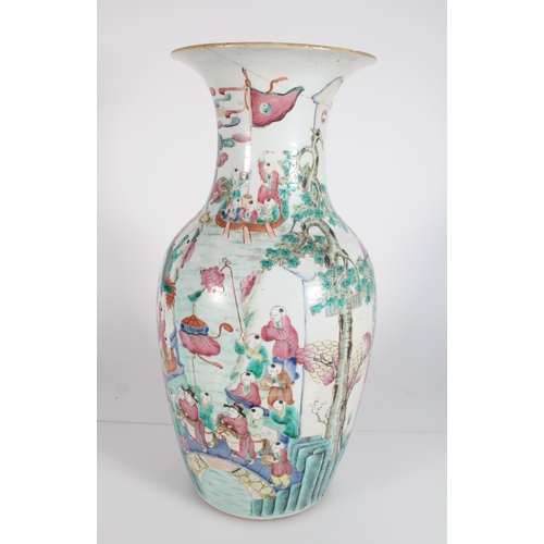 71 - 19th century Canton famille rose vase, 45.5cm high.